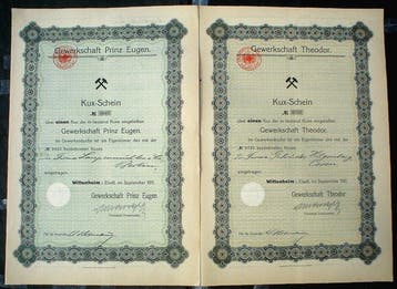 Duitsland. Gewerkschaft Prinz Eugen Kux - Schein über 1 Kux,