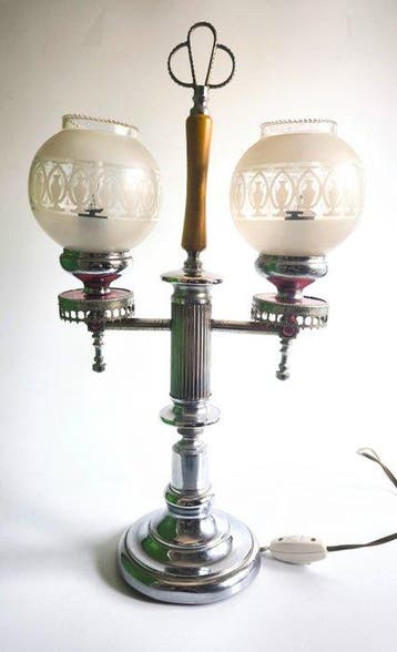 Tafellamp - Metaal, Kristal - Hollywood Regency-stijl
