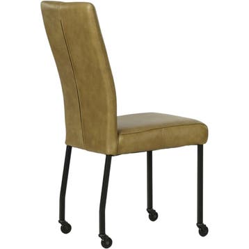 Leren eetkamerstoel Deal - Granada Olive (olijf) - Poten, Ophalen of Verzenden, Nieuw, Leer, Modern