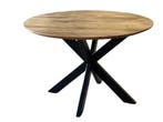 ACTIE! Eetkamertafel Vaals | 115 tot 130 cm | Mangohout, 100 tot 150 cm, Modern | Luxe | Landelijk | Industrieel, Rond, Nieuw