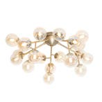 Art Deco plafondlamp brons met amber glas 20-lichts - Bianca, Verzenden, Nieuw, Glas, Art Deco