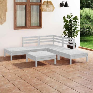 vidaXL 6-delige Loungeset massief grenenhout wit, Verzenden, Nieuw, Loungeset
