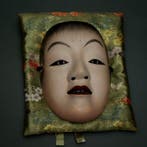 (With Mask Bag) Signed Japan Wooden Noh Mask of DOJI   -, Antiek en Kunst