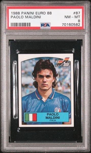 Panini 1988 Panini Euro 88 #87 Paolo Maldini - PSA 8 - 1, Verzamelen, Nieuw