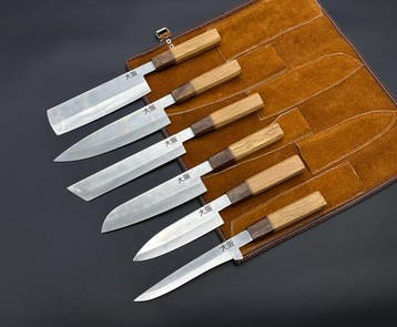 Japanese Style Kitchen Knife SET With Leather BAG Included -