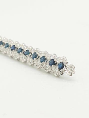 Broche - 18 karaat Witgoud Saffier - Diamant