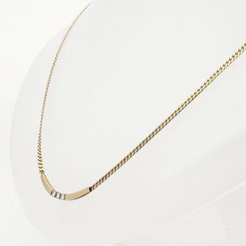 Halsketting - 14 karaat Geel goud - 0.12ct. tw. Diamant, Sieraden, Tassen en Uiterlijk, Kettingen, Nieuw