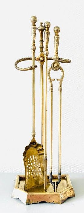 Openhaard accessoire (4) - Messing - Art nouveau haardset
