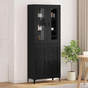 vidaXL buffetkast Zwart Eiken 69,5 x 34 x 180 cm Bewerkt, Minder dan 50 cm, Verzenden, Nieuw, Minder dan 100 cm