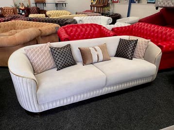 Velvet 3-Zits Loungebank Showmodel De Laatste !! Nu € 575,-, Ophalen, Rechte bank, Driepersoons, Nieuw