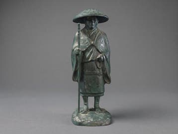 Heavy Vintage Japanese Cast Metal Buddhist Statue - Shinran