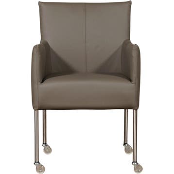 Set van 6 Leren eetkamerstoelen Desire - Toledo Smog, Ophalen of Verzenden, Nieuw, Leer