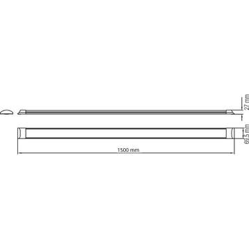 LED Batten - LED Balk - Titro - 54W - Helder/Koud Wit 6400K, Ophalen of Verzenden, Nieuw, Metaal