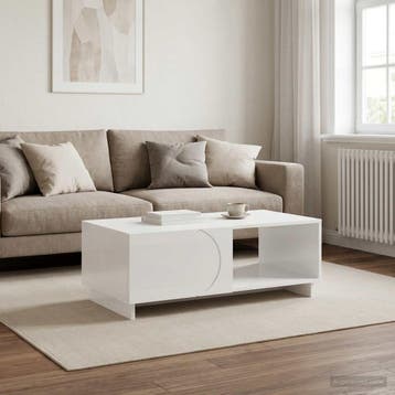 vidaXL Salontafel Hoogglans Wit 95 x 50,5 x 35 cm Bewerkt, Huis en Inrichting, Verzenden, Nieuw, Overige houtsoorten