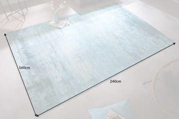 Vintage tapijt MODERN ART 240x160cm turkoois beige gewassen, Huis en Inrichting, Stoffering | Tapijten en Kleden, Ophalen of Verzenden