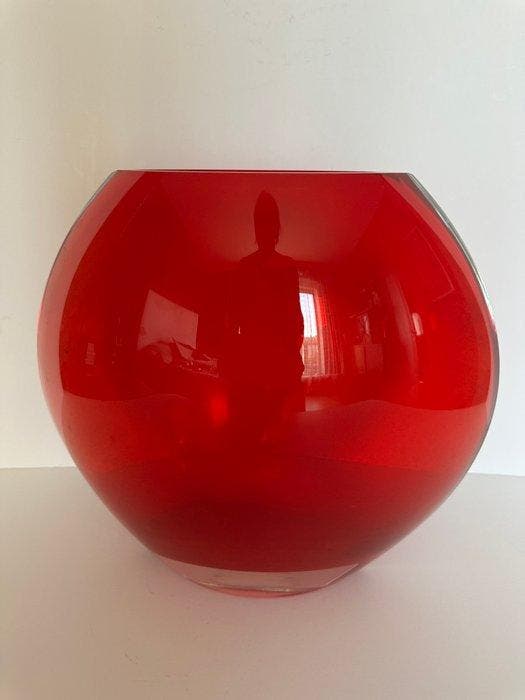 Large Ruby Red Modernist Art Glass Vase - Bowl –, Antiek en Kunst, Antiek | Glas en Kristal