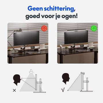 Monitor Lamp - Bureaulamp - Dimbare Klemlamp - Zwart - FLEXI, Huis en Inrichting, Lampen | Tafellampen, Verzenden, Zo goed als nieuw