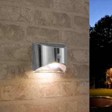 Solar wandlamp Flint RVS met bewegingsmelder, Zonne-energie, Verzenden, Minder dan 50 watt, Wandlamp