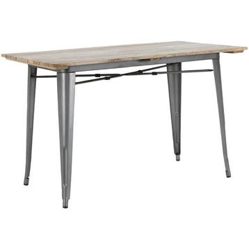 Tafel | BISTRO | Hout/Staal | Mangohout Blad | Donkergrijs, Verzenden, Nieuw in verpakking