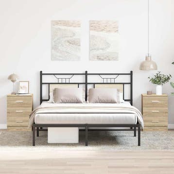 vidaXL Nachtkastjes 2 st 38x35x56 cm bewerkt hout sonoma, Minder dan 45 cm, Verzenden, Nieuw, 55 tot 70 cm