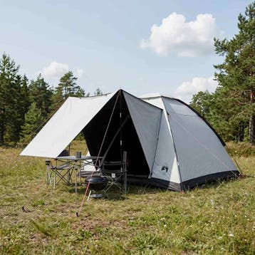 vidaXL Kamperen tent 4-persoons Wit Blackout Polyester en, Verzenden, Nieuw, Tot en met 2