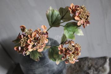 Namaak Hortensia 3 bloemen brown/camel 82 cm, Ophalen of Verzenden, Nieuw