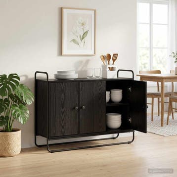 vidaXL Dressoir Zwart eiken 102 x 35 x 75 cm Bewerkt hout, Huis en Inrichting, Verzenden, Nieuw, Overige houtsoorten, Minder dan 50 cm