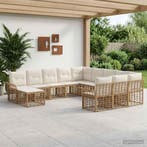 vidaXL Tuinbankenset 12 pcs Natuurlijk en Crème Wit poly, Tuin en Terras, Tuinsets en Loungesets, Verzenden, Nieuw, Rotan, 2 zitplaatsen
