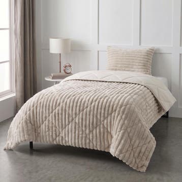 Lazy all-in-one dekbed ribstof - off white - 140 x 200 cm |, Verzenden, Nieuw
