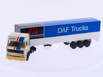 Schaal 1:50 DAF 3600 Lion Car Nr. 76 trekker met oplegger..., Hobby en Vrije tijd, Modelauto's | 1:50, Ophalen of Verzenden, Gebruikt
