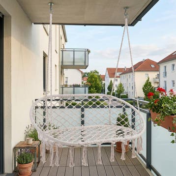 Hangstoel Kailua voor 2 personen 135x129 cm cremewit casa.pr, Verzenden, Nieuw