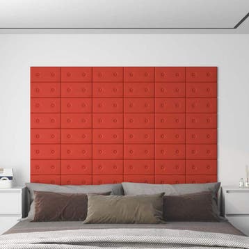 vidaXL Wandhoofdbord 12 st Rood Nep Leer, Verzenden, Nieuw, Rood, Overige materialen