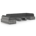 vidaXL 8-delige Loungeset met kussens poly rattan grijs, Verzenden, Nieuw, Rotan, Loungeset