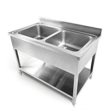 HCB Spoeltafel - dubbele spoelbakken - 120 cm - RVS, Verzenden, Nieuw in verpakking