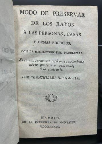 Pedro Gatell - Modo de preservar de los rayos á las