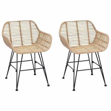 Rieten Stoelen Set Naturel | Tweedekansje | OP=OP, Huis en Inrichting, Gebruikt, Twee, Overige kleuren, Ophalen of Verzenden