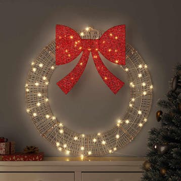 vidaXL Krans Warmwit 75 x 75 x 8 cm PET 60 LEDs, Verzenden, Nieuw