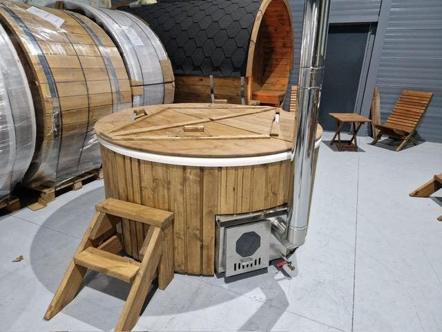 HOTTUB HOUTGESTOOKT HOT TUB JACUZZI, Tuin en Terras, Zwembaden, Overige typen, Nieuw, 80 tot 120 cm, Ophalen