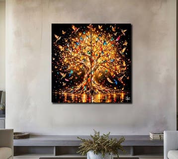 PLM-Art - Dipt Arbre de vie aux oiseaux XXL