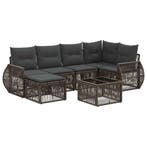 vidaXL Tuinbankenset 7 pcs Grijs en Donkergrijs poly rattan, Tuin en Terras, Tuinsets en Loungesets, Verzenden, Nieuw, 7 zitplaatsen