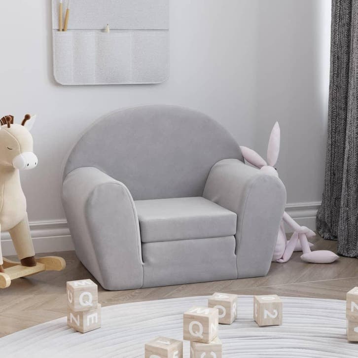 vidaXL Kinderslaapbank zacht pluche lichtgrijs, Kinderen en Baby's, Kinderkamer | Overige Meubels, Nieuw, Verzenden