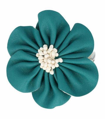 Haarspeld Duckklem & Broche 7cm – Lederlook Bloemvorm –, Nieuw