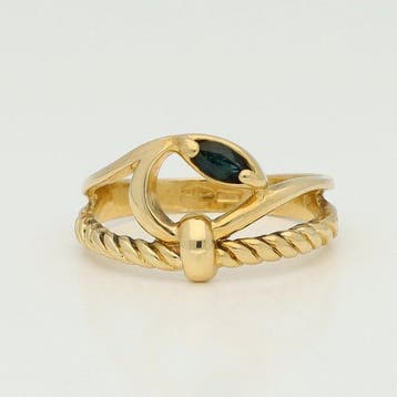 Ring - 18 karaat Geel goud Saffier, Sieraden, Tassen en Uiterlijk, Ringen, Nieuw