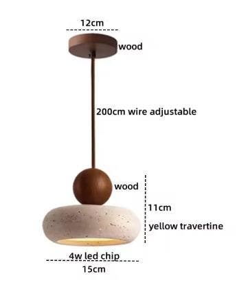 Travertijn Hanglamp – Moderne LED Plafondlamp met Hout, Verzenden, Nieuw