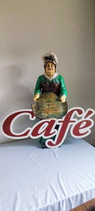 Reclamebord - Prachtig Vintage Horeca Beeld Serveerster met