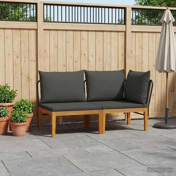 vidaXL 2 st Tuin Loungeset met Kussens Massief acaciahout &, Verzenden, Nieuw, 2 zitplaatsen, Loungeset