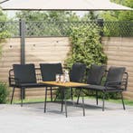 vidaXL Tuinbankenset 2 pcs Zwart poly rattan, Verzenden, Nieuw, Rotan, 2 zitplaatsen