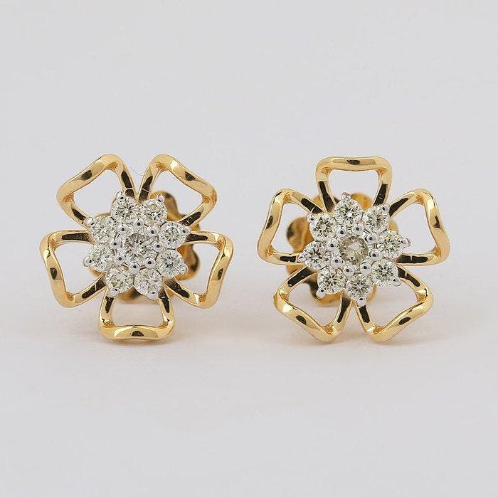 Zonder minimumprijs - Oorstekers - 14 karaat Geel goud -, Sieraden, Tassen en Uiterlijk, Antieke sieraden