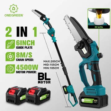 ONEGREEN 4500W 6Inch Borstelloze Telescopische Paal Elektris, Verzenden, Zo goed als nieuw