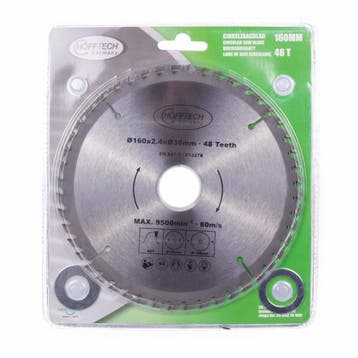 Hofftech Zaagblad cirkelzaag - Ø 160 mm - 48 tanden - Spl.., Ophalen of Verzenden, Nieuw